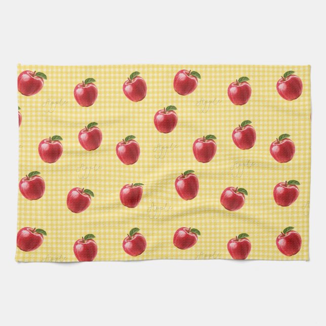 Persikifiera Äpplen Gingham Kökshandduk (Horisontell)