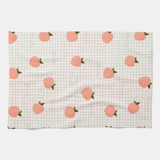 Persikifiera Persiko Gingham Kökshandduk (Horisontell)
