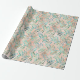 Persiko Aqua Grönt Tropiska blad Presentpapper