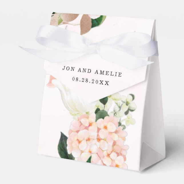 Persiko och Cream Hydrangeas Wedding Favor Box Presentaskar (Framsidan Sidan)