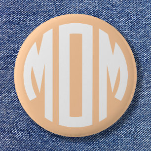 Persiko och vit cirkel Monogram MAMMA Knapp