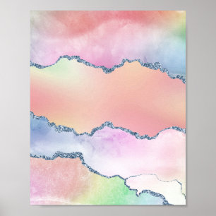 Persikoagat   Söt Holograf Watercolor Ombre Poster