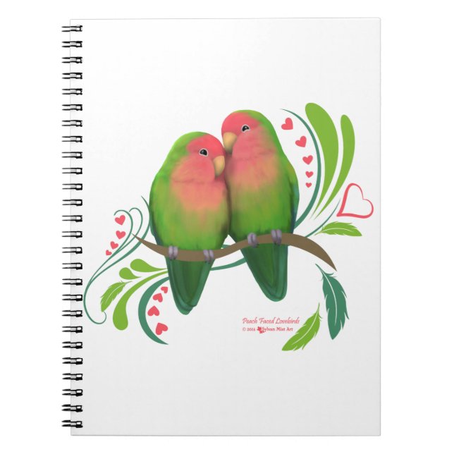 Persikoansikte Love birds Anteckningsbok (Framsidan)