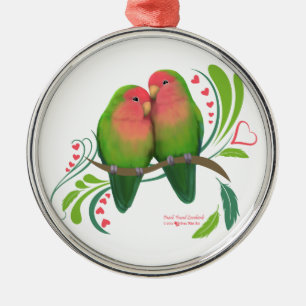 Persikoansikte Love birds Julgransprydnad Metall