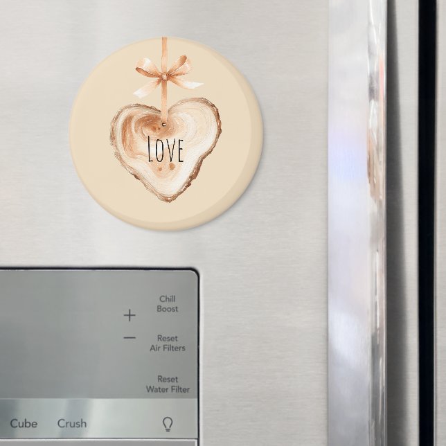 Persikobåge Falskt Trähjärta Magnet (In Situ (Fridge))