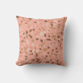 Persikobeige Brun Terrazzo Marmormönster Kudde