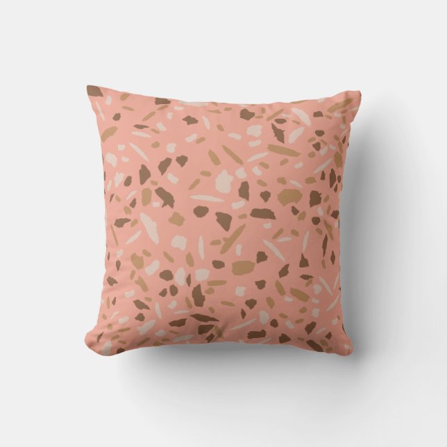 Persikobeige Brun Terrazzo Marmormönster Kudde (Framsida)