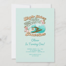 Persikobesökare God Vibes Posts första födelsedag Inbjudningar