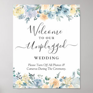 Persikoblå Blommig Oplockad Bröllopsskylt Poster