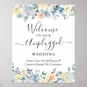 Persikoblå Blommig Oplockad Bröllopsskylt Poster