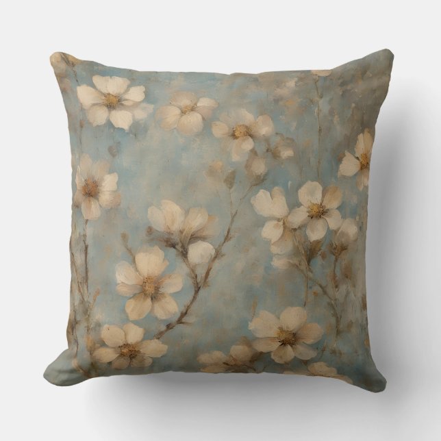 Persikoblå Brun Bondgårdsblomma Kudde (Framsida)