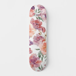 Persikoblad Vattenfärg Blommor Botaniska Blomninga Mini Skateboard Bräda 18,5 Cm