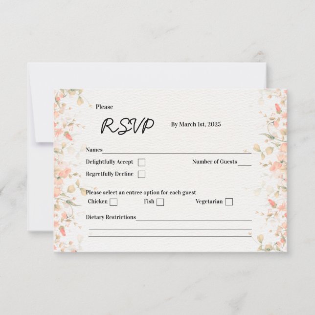 Persikoblads RSVP-kort OSA Kort (Framsida)