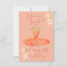 Persikoblom Rosa Guld Ballerina Klänning Blommig P Inbjudningar