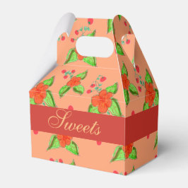 Persikoblommerat bröllop-favoriter presentaskar