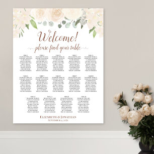 persikoBlommigt 14 sittplatsplan för Bord Bröllop Poster