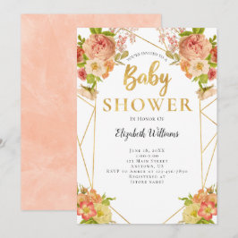 Persikoblommor Geometric Ram Baby Shower Inbjudningar