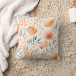 Persikoblommor och Dusty Blue-Contemporary Kudde