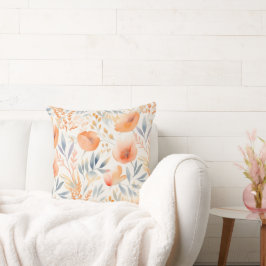 Persikoblommor och Dusty Blue-Contemporary Kudde