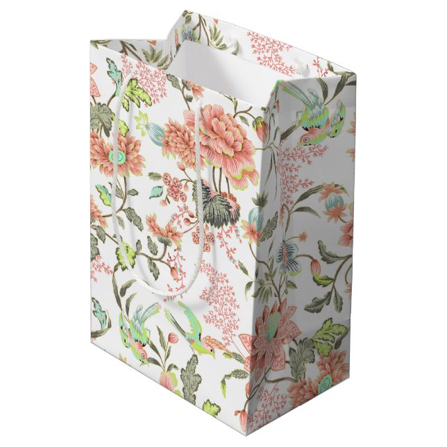 Persikoblommor och Hummingbird Medium Gift Bag (Baksidan Vinklad)