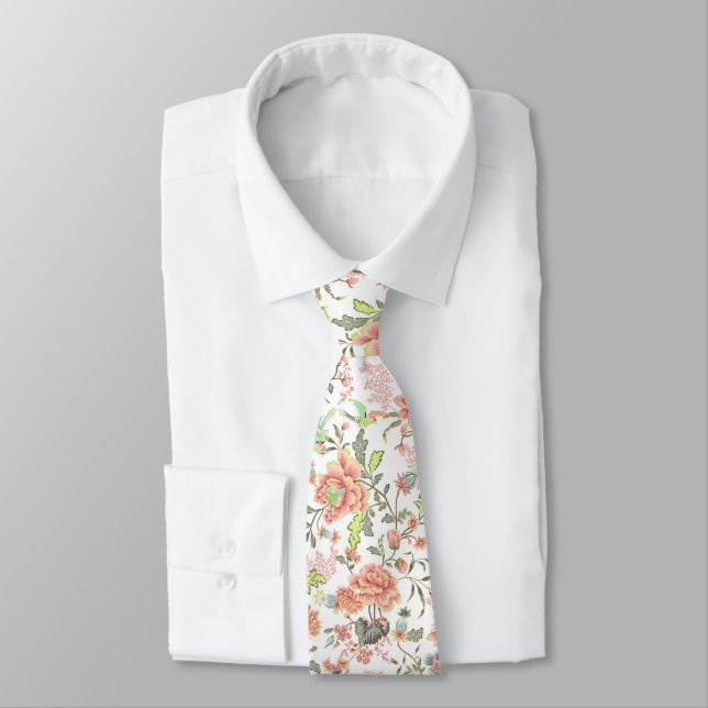 Persikoblommor och kolibri slips (Bunden)