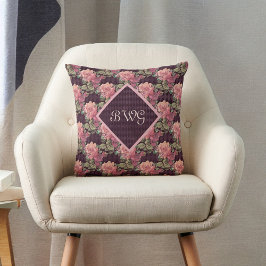 Persikoblommor på Lila Diamonds Monogram Kudde