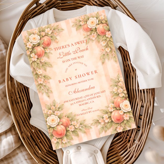 Persikoblomstrande Trädgårds Baby Shower Inbjudningar (Skapare uppladdad)