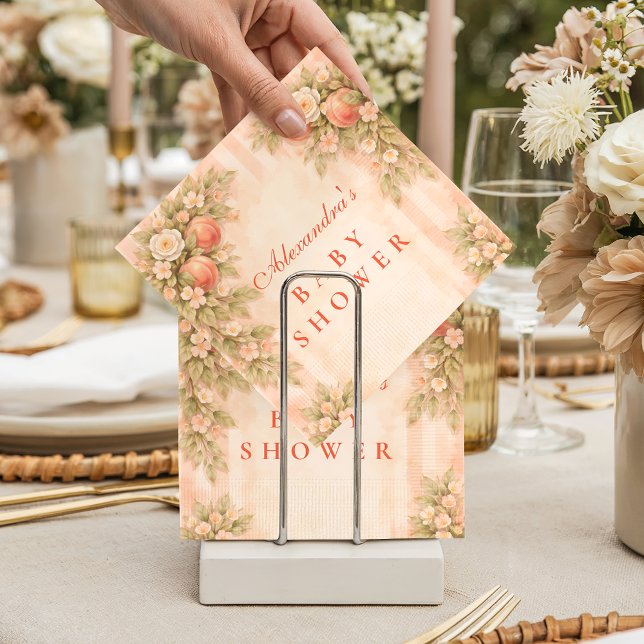 Persikoblomstrande Trädgårds Baby Shower Pappersservett (Skapare uppladdad)