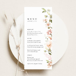 Persikoblush Blommig Bröllopsmottagning Middag Meny