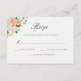 Persikobröllops-RSVP med akvarellblommor OSA Kort