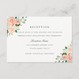 Persikobröllopsreception med akvarellblommor tilläggskort