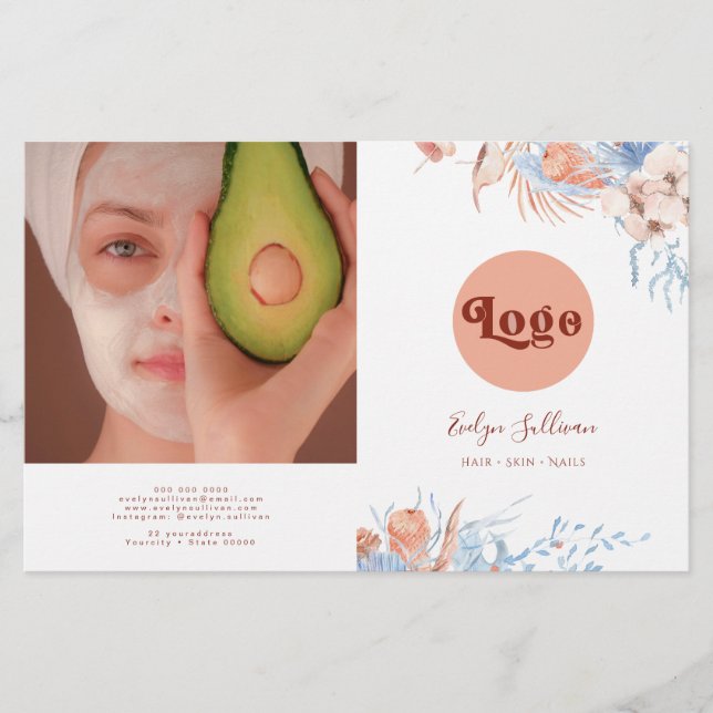 Persikobroschyr och blå tropisk broschyr (Framsida)