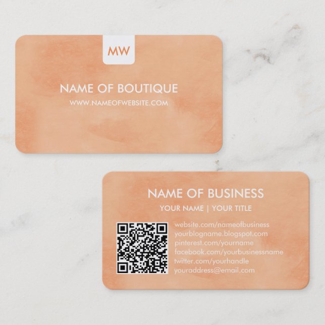 Persikobutik QR-koddesign Visitkort (Fram/baksida)