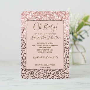 persikochoklat Brown Leopard Glitz Glitter Inbjudningar