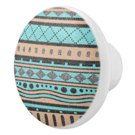 Persikodesign och turkos Aztec-design Knopp