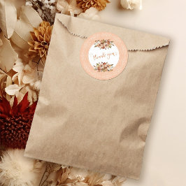 Persikofärg Vattenfärg Blommig Tacksamhet Runt Klistermärke