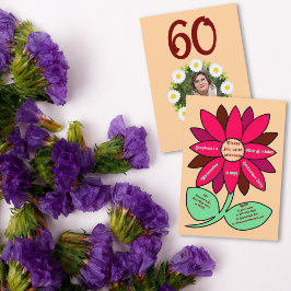 Persikofärgad 60:e födelsedag, enkel röd solros inbjudningar