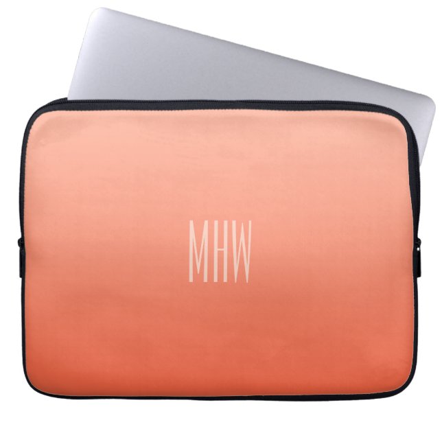 Persikofärgad anpassningsbar i monogram laptop sle sleeve (Framsidan)