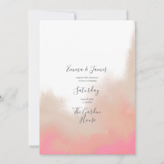 Persikofärgad Blommig Bröllopsinbjudan i Akvarells Inbjudningar