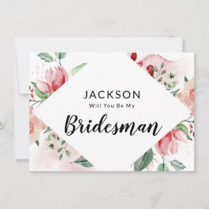 Persikofärgad Blommigt Bridesman Frieri kort