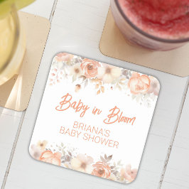 Persikofärgad Blommigt Kön Neutral babystövel Underlägg Papper Kvadrat