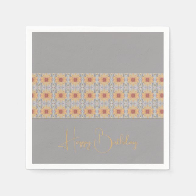 Persikofärgad Blommigt Pappersservett (Framsidan)