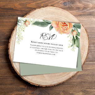 Persikofärgad Blommigt QR-kodOSA OSA Kort