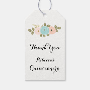 Persikofärgad Blommigt - Quinceanera Gift-favoritt Presentetikett