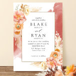 Persikofärgad  Blommigt, Rust Watercolor Bröllop Inbjudningar<br><div class="desc">Bekvämt för din gäst med den här eleganten och den unika bröllopsinbjudan med exquisite water color blommigt inslag i en vacker blandning av persika, orange, rosa, dammig koral och krämchampagnenyanser som visar dina bröllop-detaljer och delikat vattenfärgsfärgstryck bakom i roston. Förmåga att byta "tillsammans med sina föräldrar" till "tillsammans med sina...</div>
