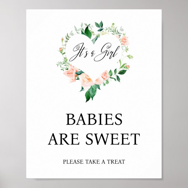 Persikofärgad Blommigt Spädbarn är gullig babystöv Poster (Framsidan)