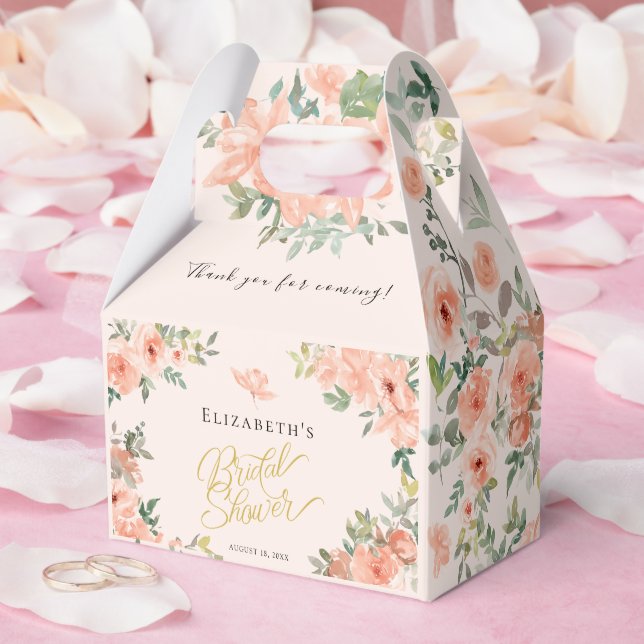 Persikofärgad Bröllopsdusch med Blommor Presentaskar (Bröllop)