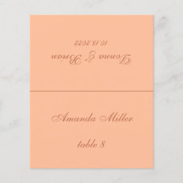 Persikofärgad brunt tryckt gästnamn vigselplacerin