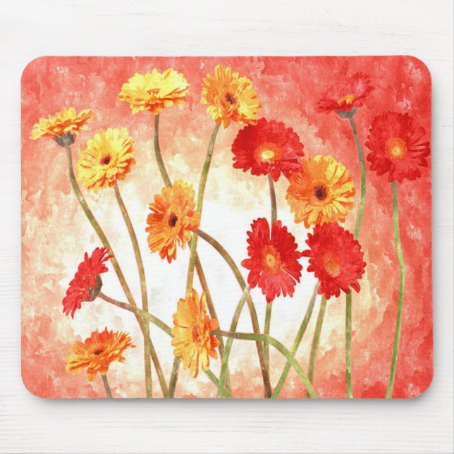 Persikofärgad Daisy Garden Watercolor Musmatta (Framsidan)