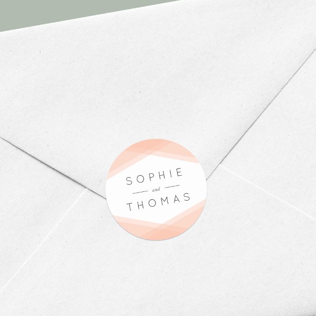 Persikofärgad geometrisk Bröllop Runt Klistermärke (Skapare uppladdad)